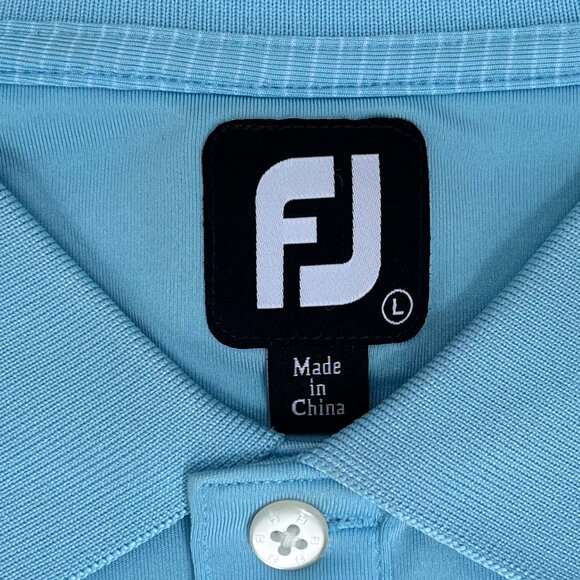 Men's FJ Foot Joy 3 Button Knit SS Golf Shirt Size Large NWT Turquoise Stripped - Picture 4 of 4